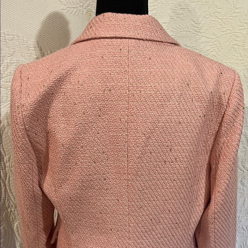 Mina Self Pink and Gold Speckled Double-Breasted Blazer, size medium - Picture 9 of 13
